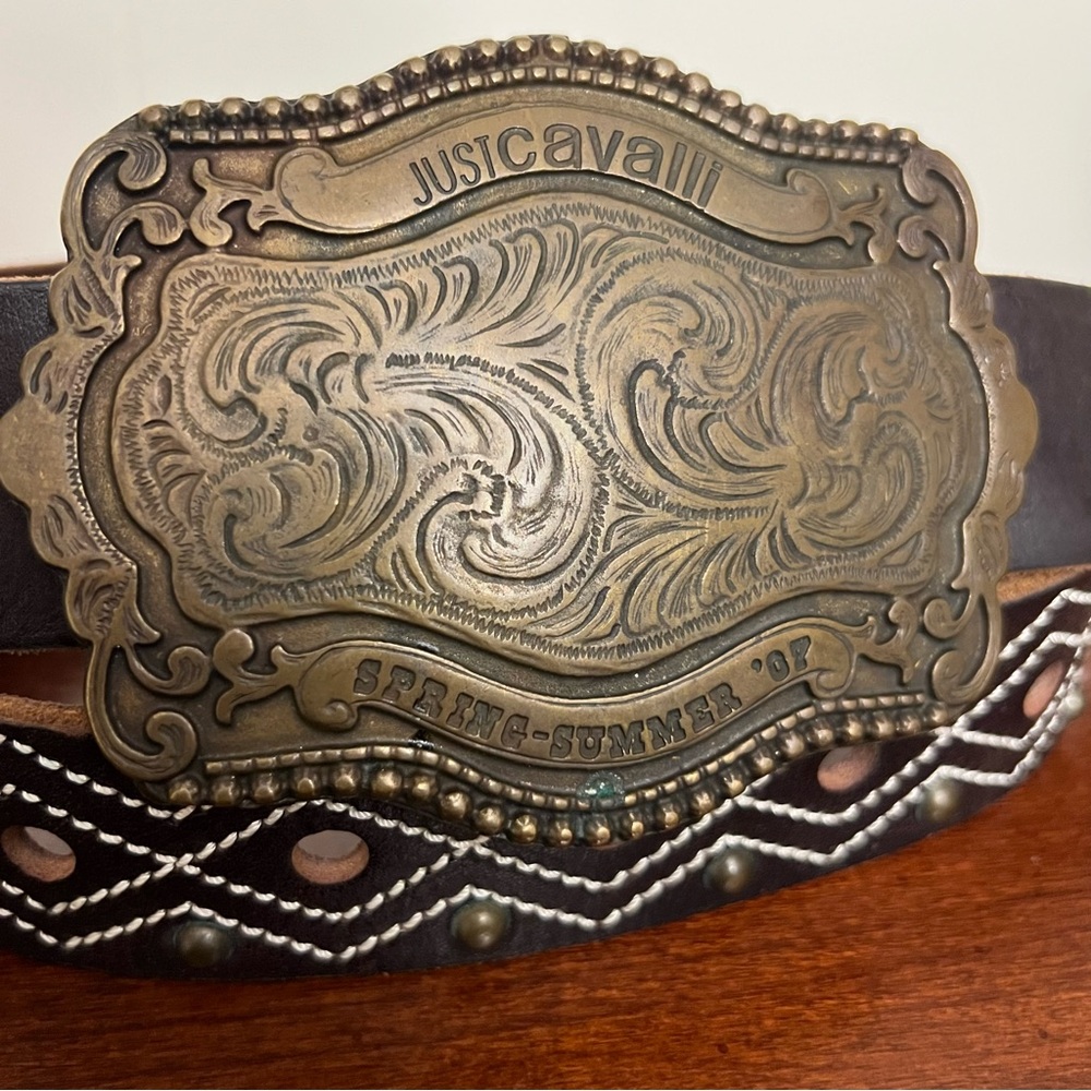 Just Cavalli SS07 Archive Western Studded Leather Belt Made in Italy - Picture 7 of 15